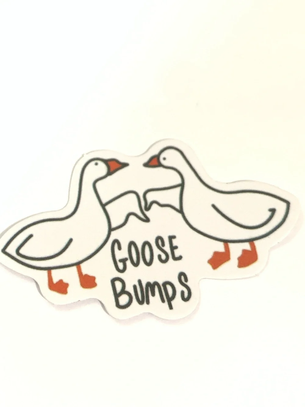 Goose Bumps Bird Sticker - White with Orange Accents